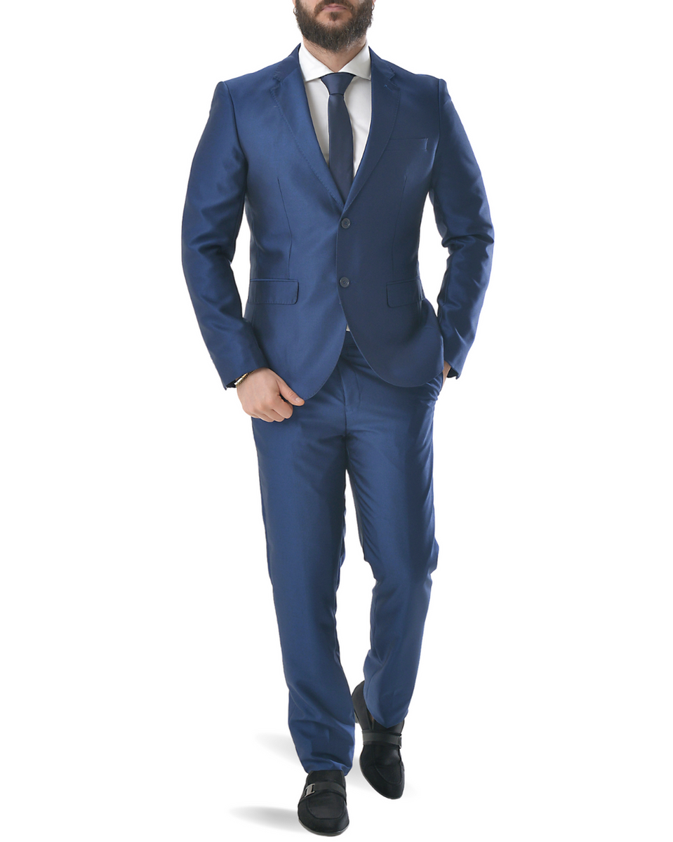 Abito completo giacca e pantalone azzurro elettrico