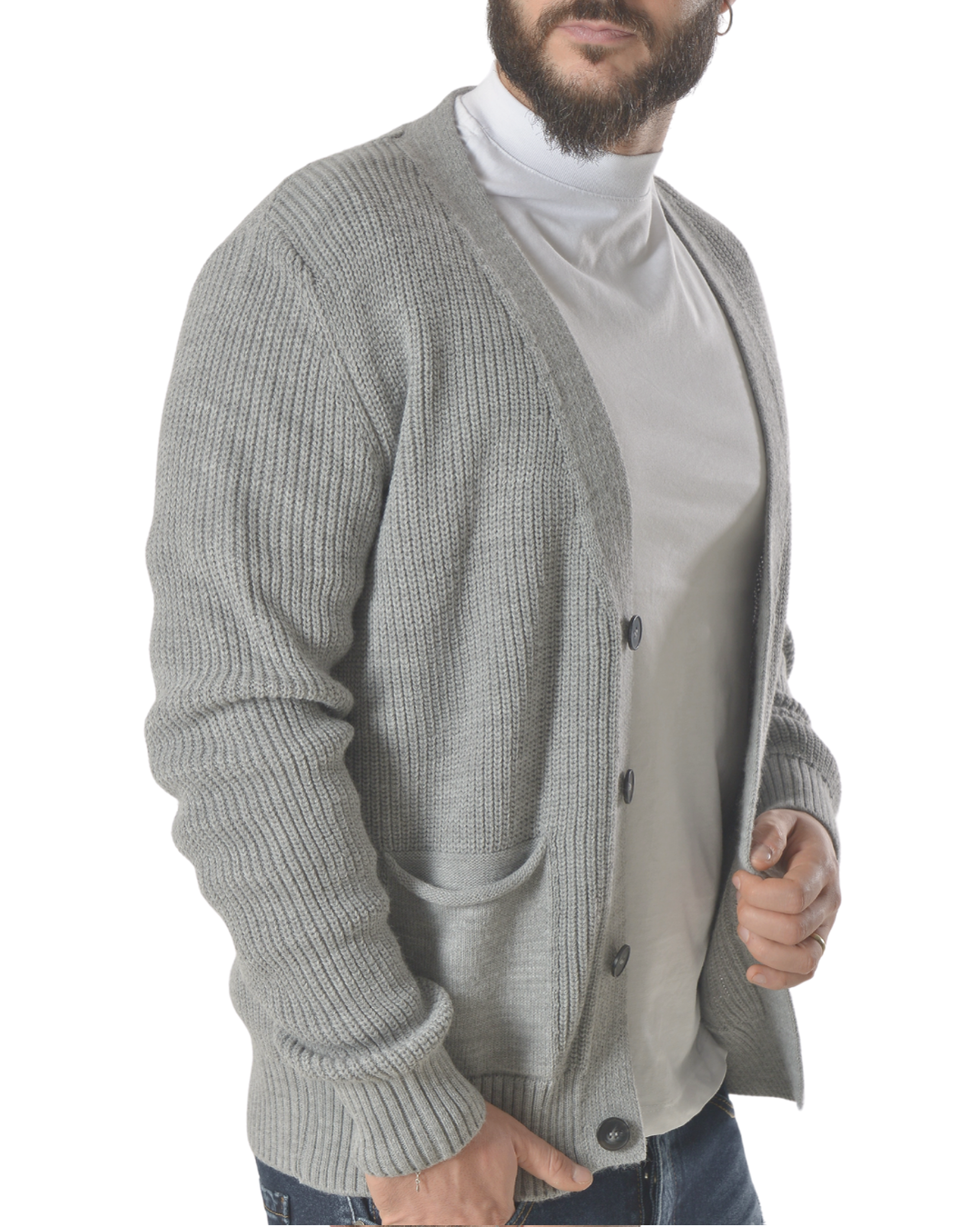 Cardigan con tasche frontali art 019 grigio