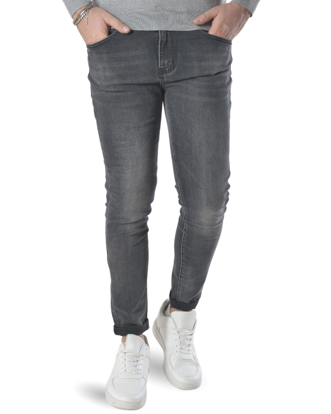 Jeans basic slim art 684 grigio scuro