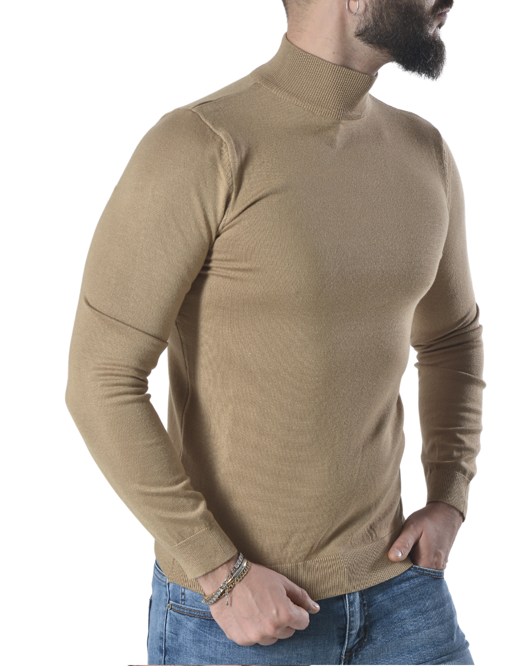 Maglia collo a lupetto tinta unita art 102 beige