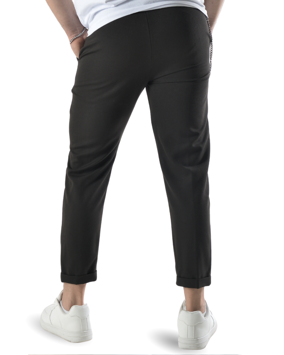 Pantalone elegante capri con catenella laterale art 8095 nero