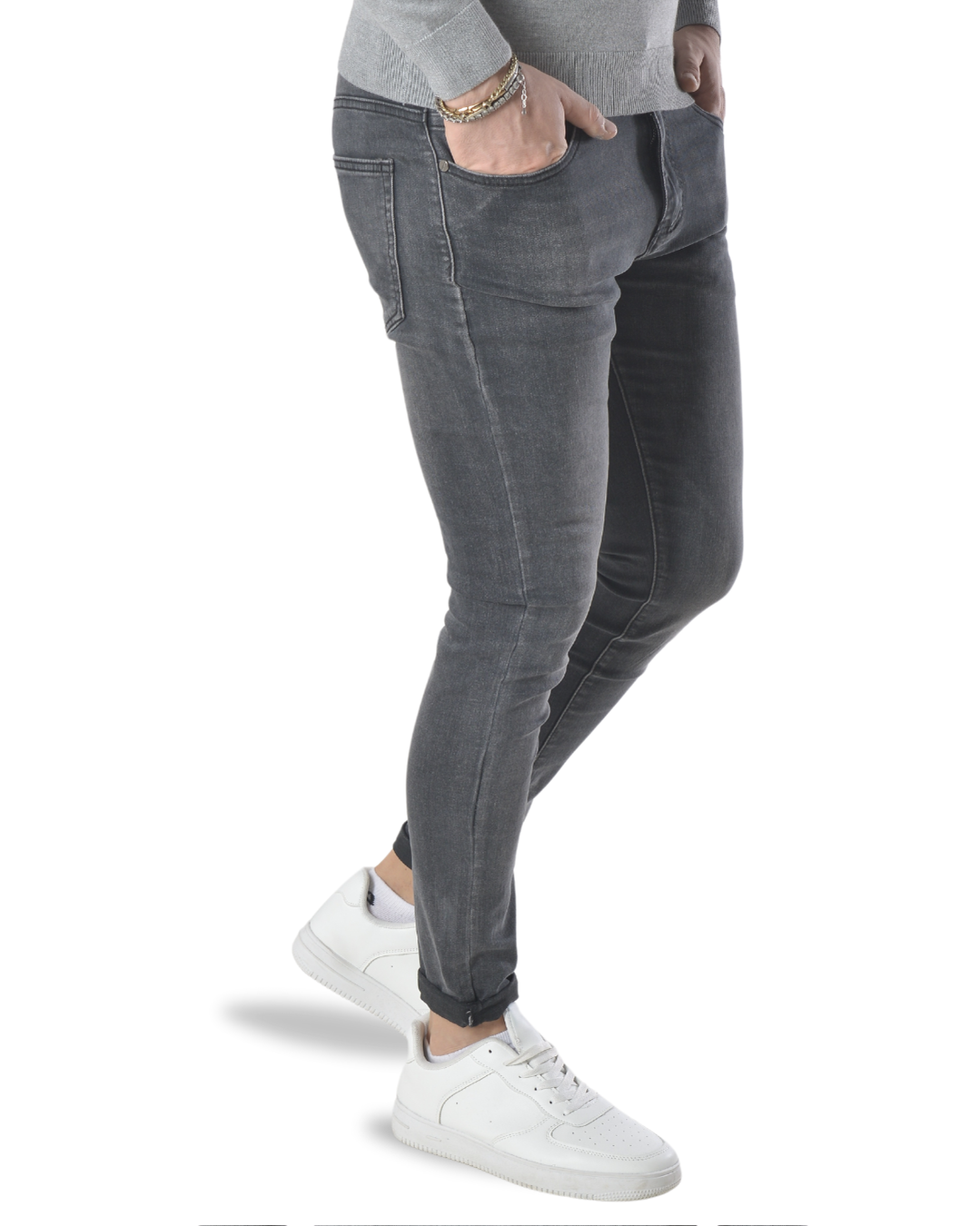 Jeans basic slim art 684 grigio scuro