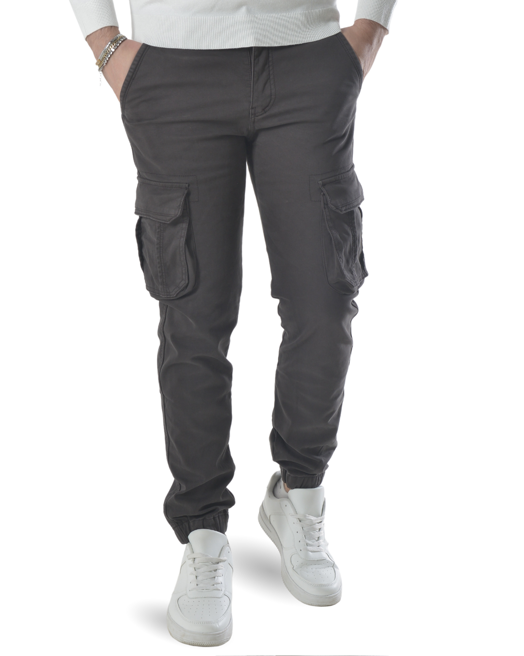 Pantalone cargo felpato internamente art. J732 grigio scuro