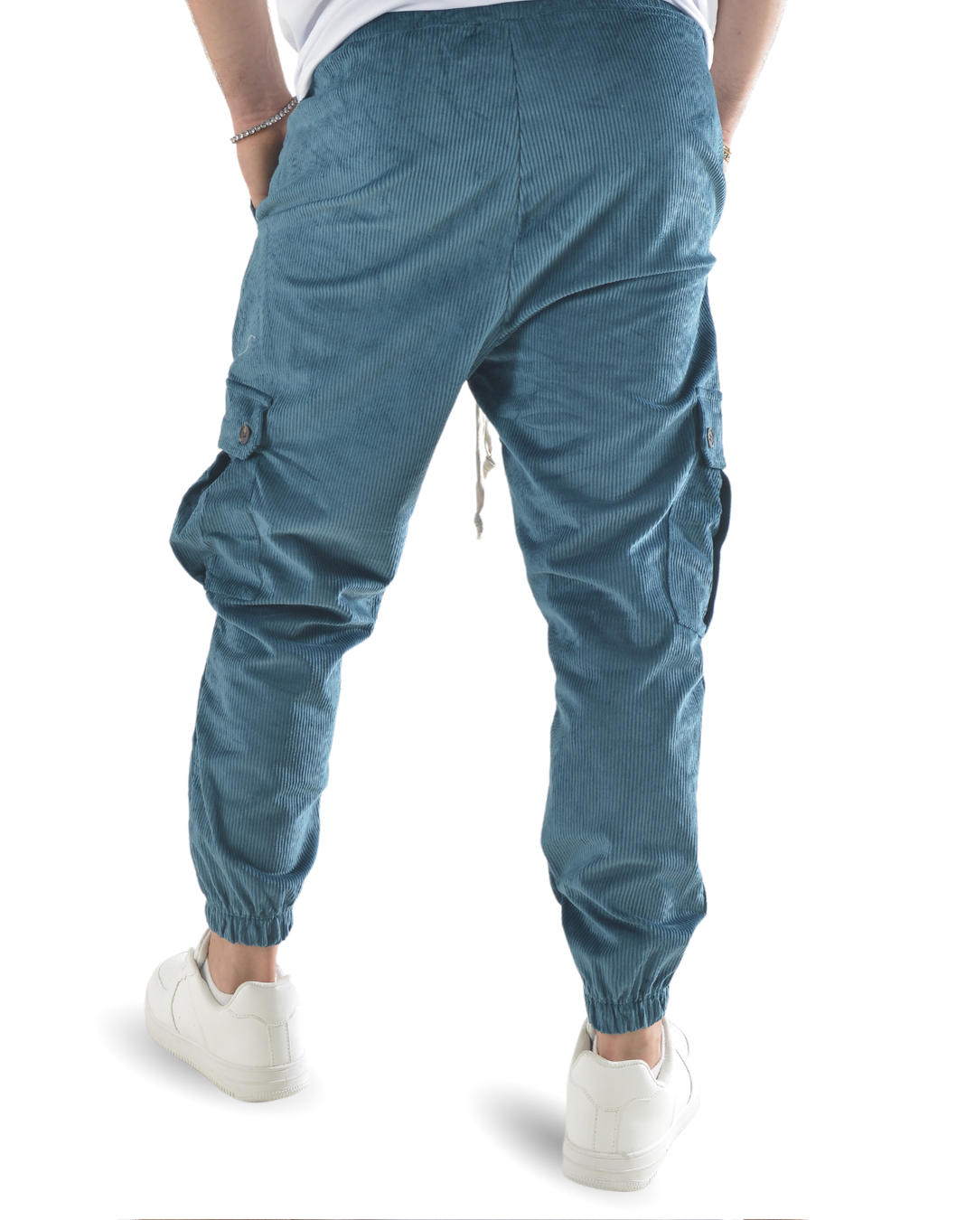 Pantalaccio cargo a costine vellutato ottanio art 9151