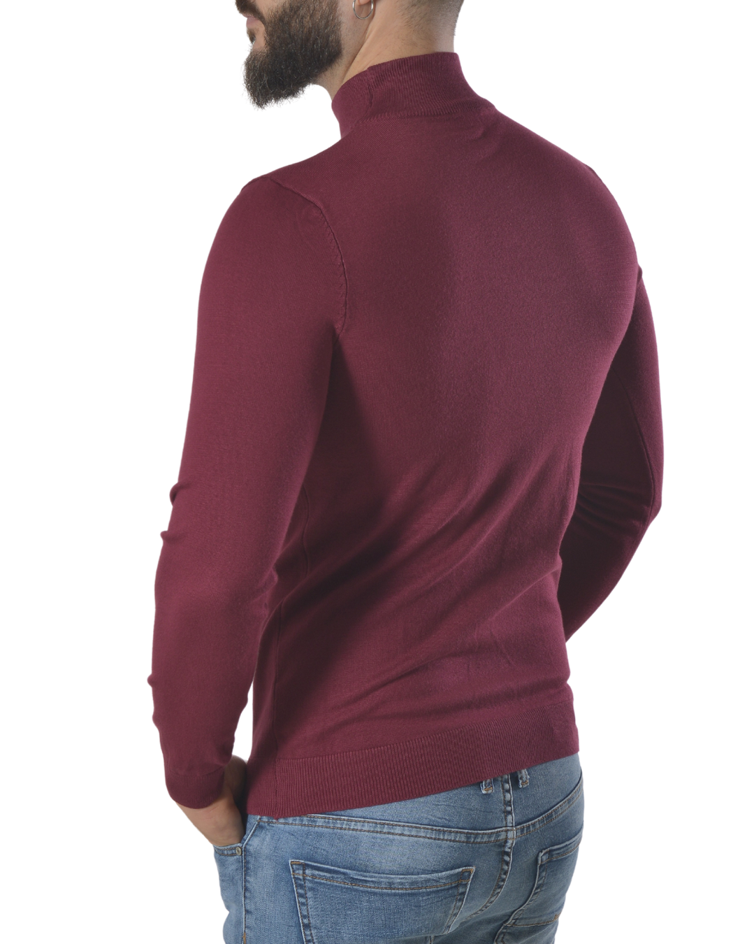 Maglia collo a lupetto tinta unita art 102 bordeaux