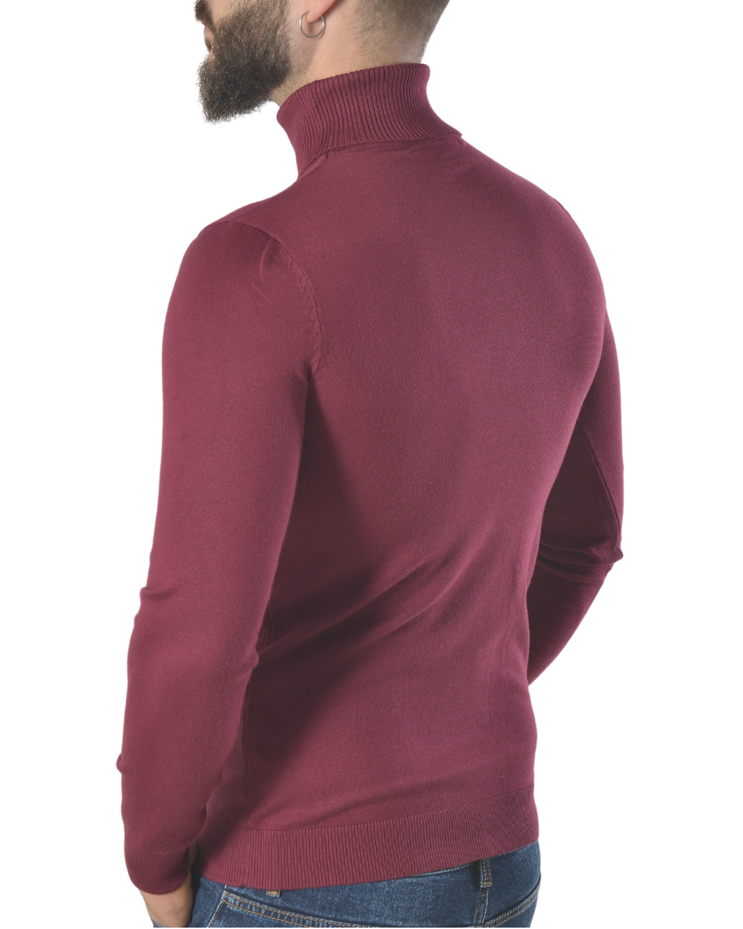 Maglia a collo alto dolcevita tinta unita art 102 bordeaux