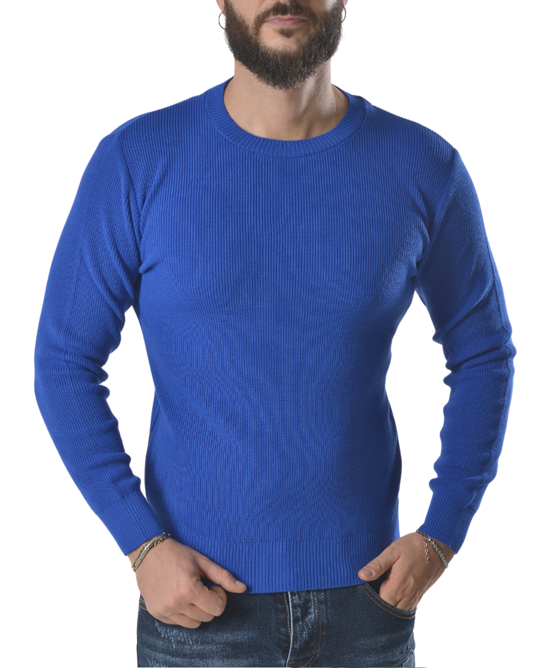 Maglioncino basic girocollo art 13670 azzurro