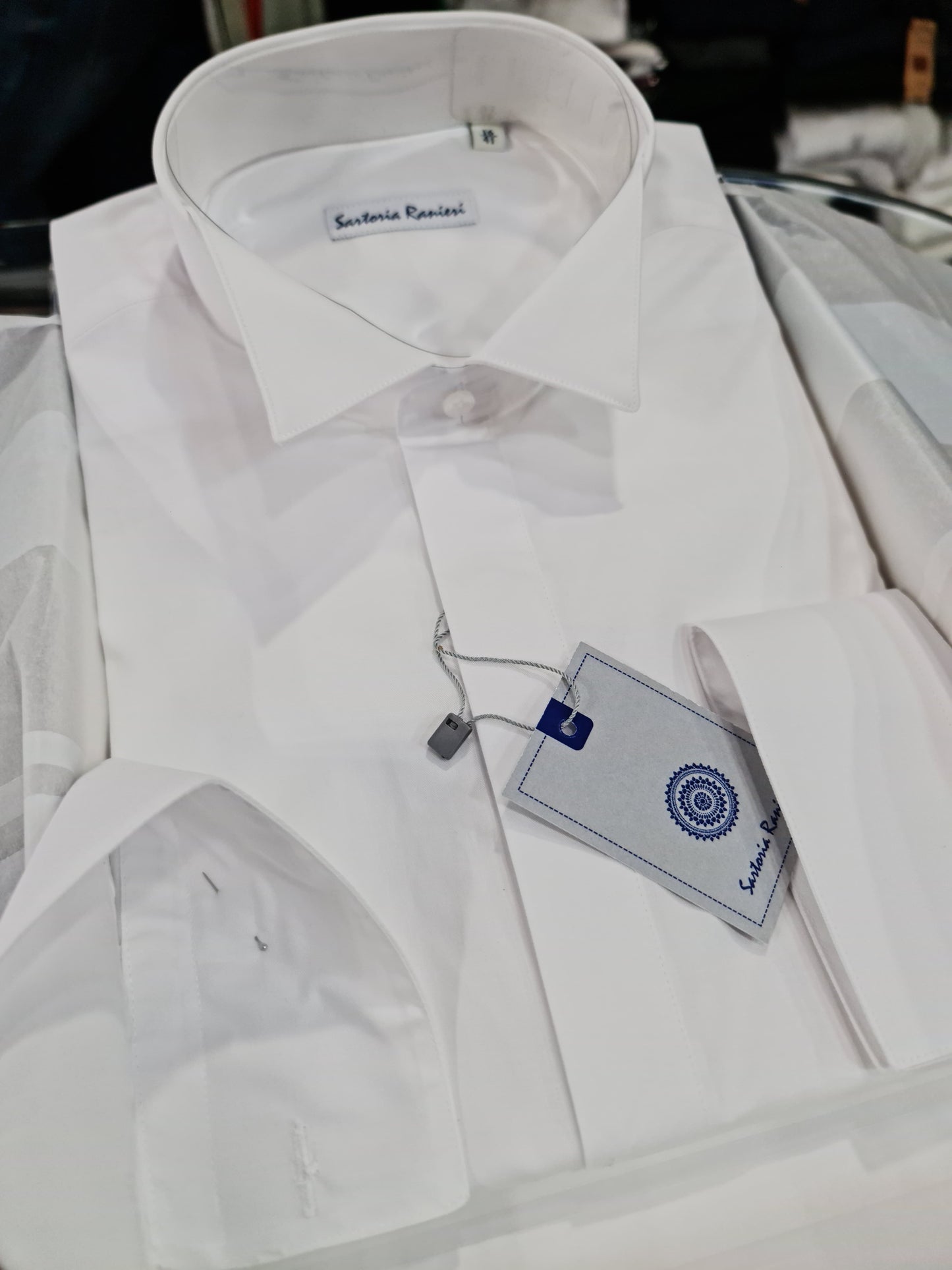 Camicia per abito da cerimonia regular con collo diplomatico bianca