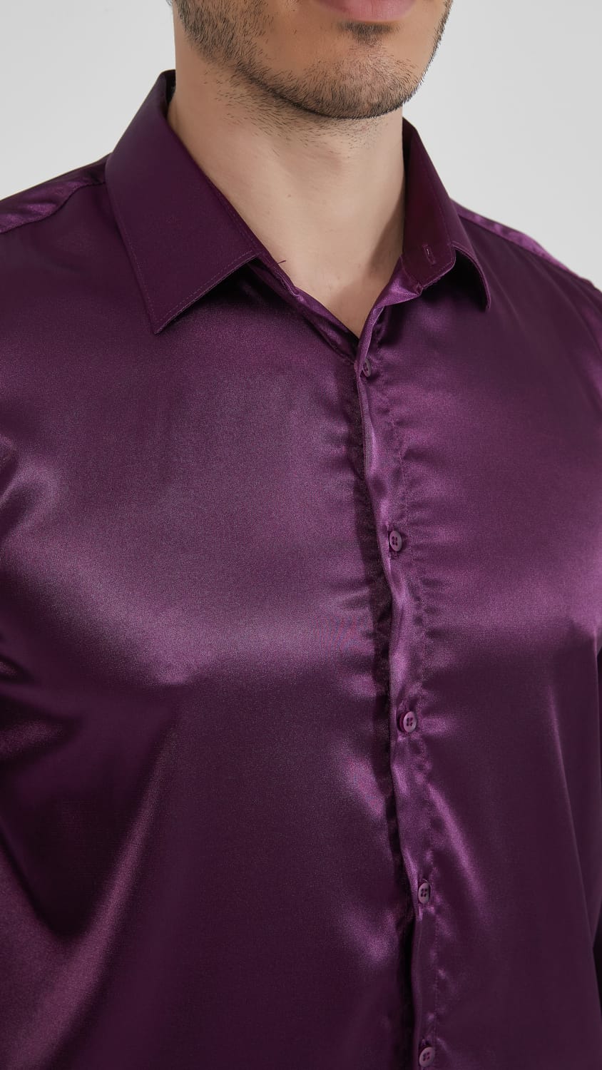 Camicia lucida in raso viola