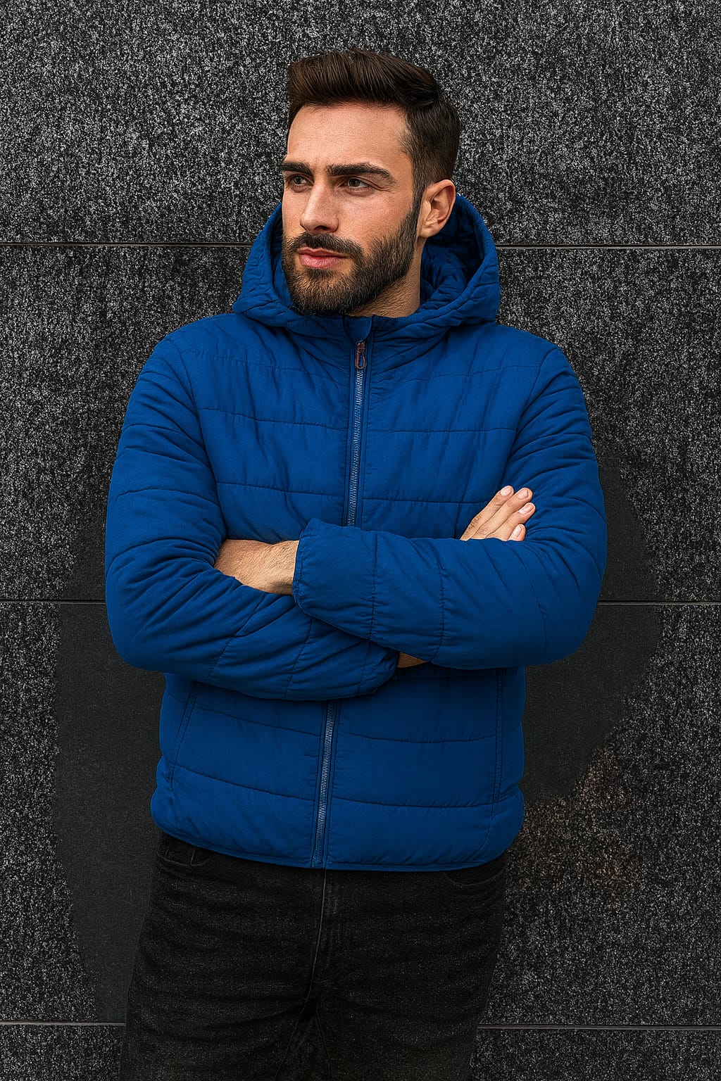 Piumino azzurro elettrico