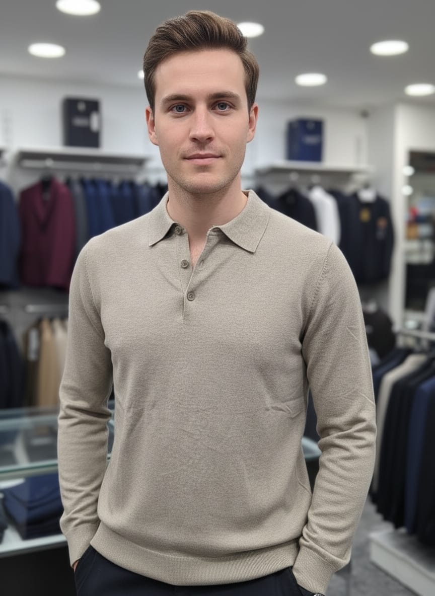 Maglia modello polo beige
