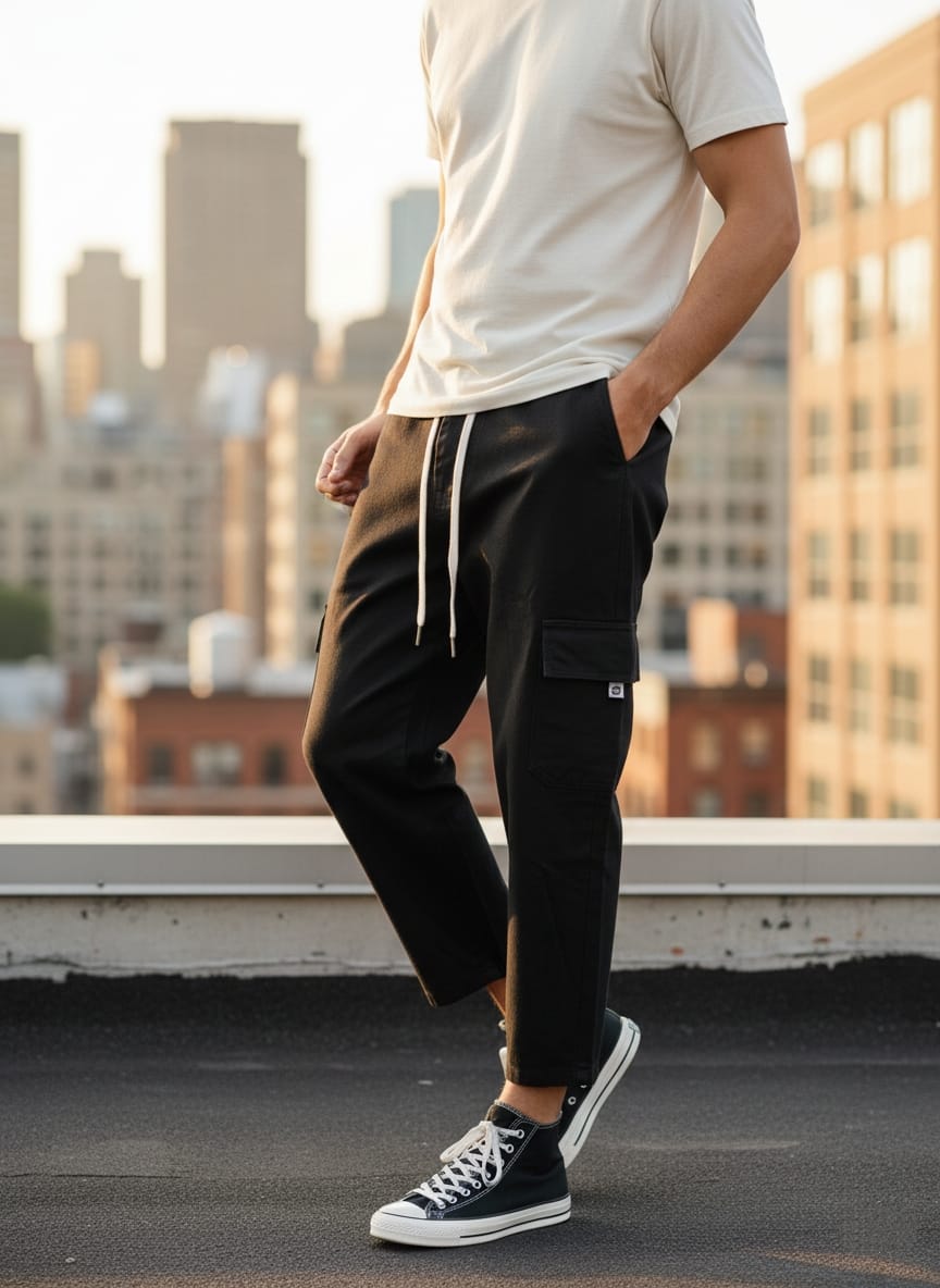 Pantalone cargo art poke loose fit nero