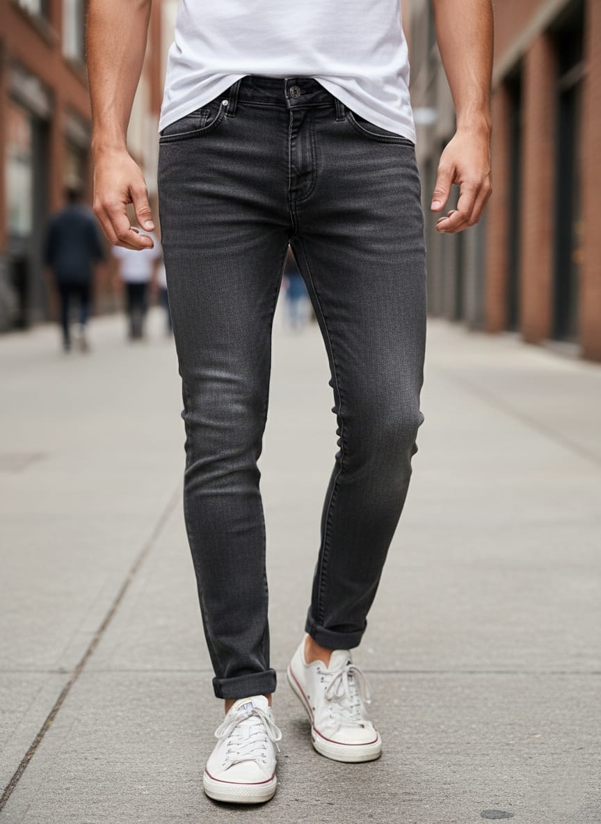 Jeans basic slim art 2687 grigio scuro