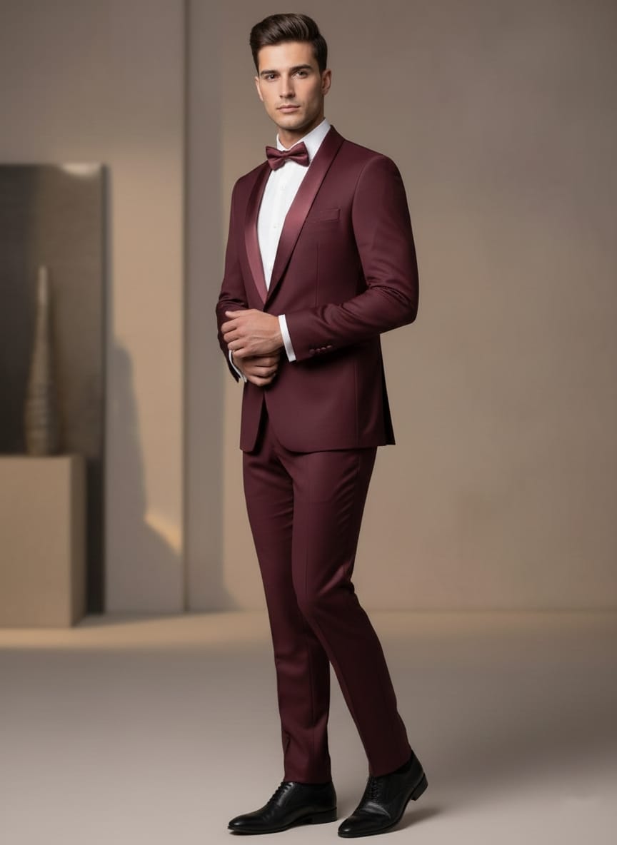 Abito completo giacca e pantalone art. smoking bordeaux