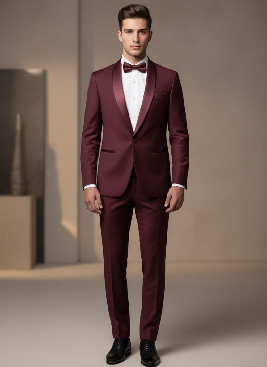 Abito completo giacca e pantalone art. smoking bordeaux