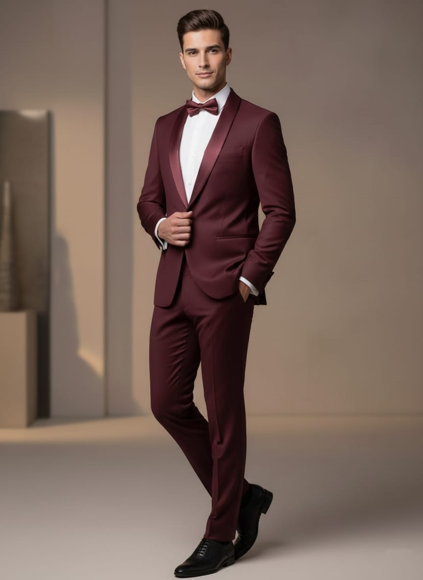 Abito completo giacca e pantalone art. smoking bordeaux