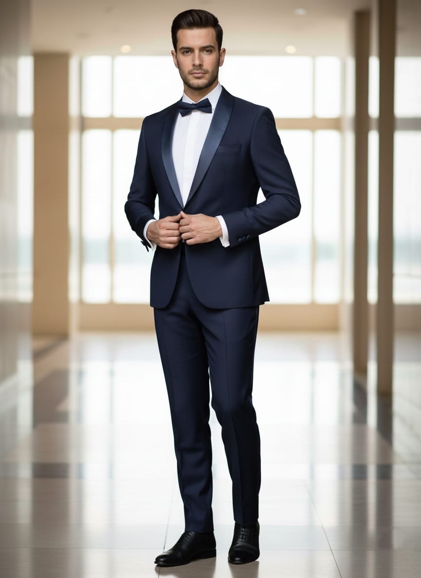 Abito completo giacca e pantalone smoking blu