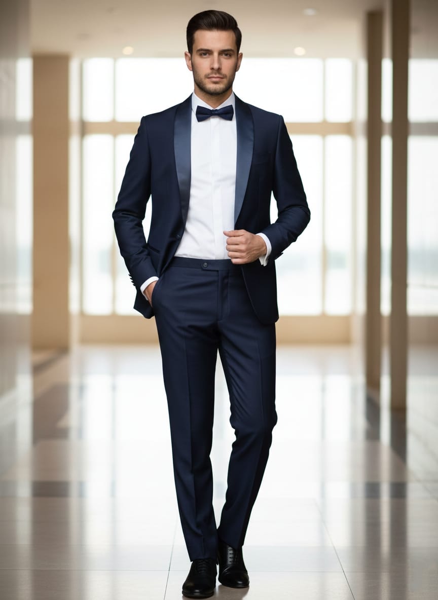 Abito completo giacca e pantalone smoking blu