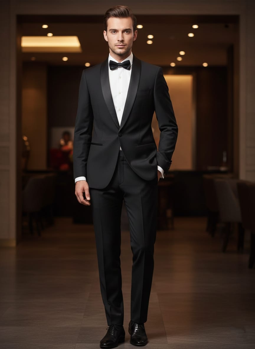 Abito completo giacca e pantalone smoking nero