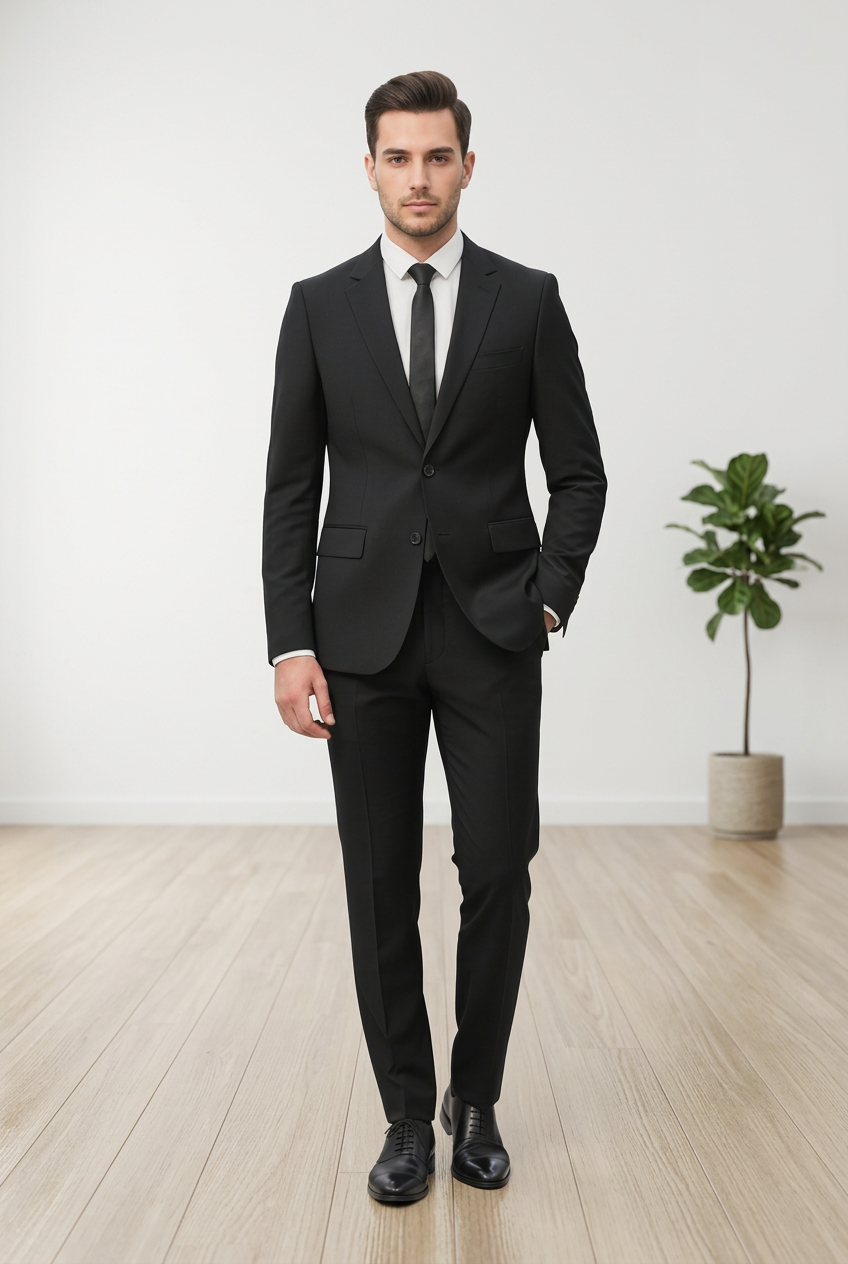 Abito completo giacca e pantalone nero regular