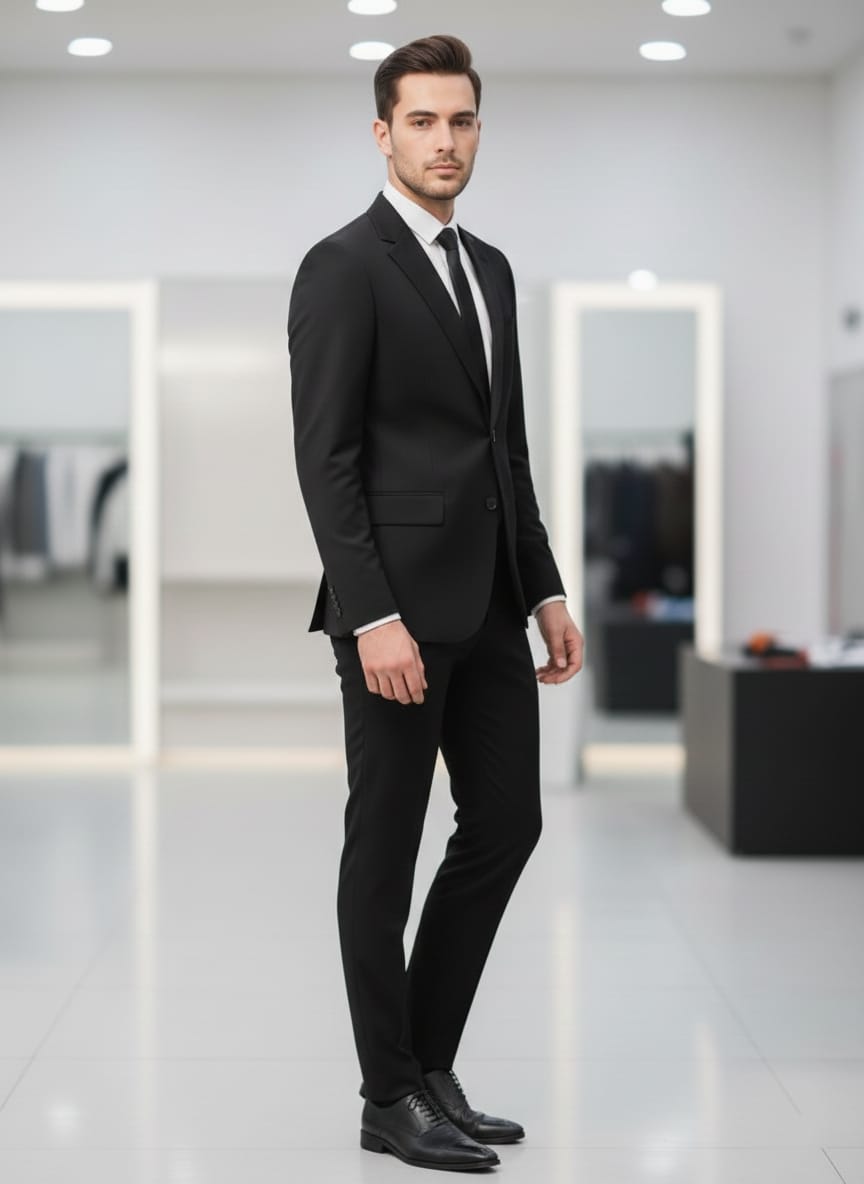 Abito completo giacca e pantalone nero regular