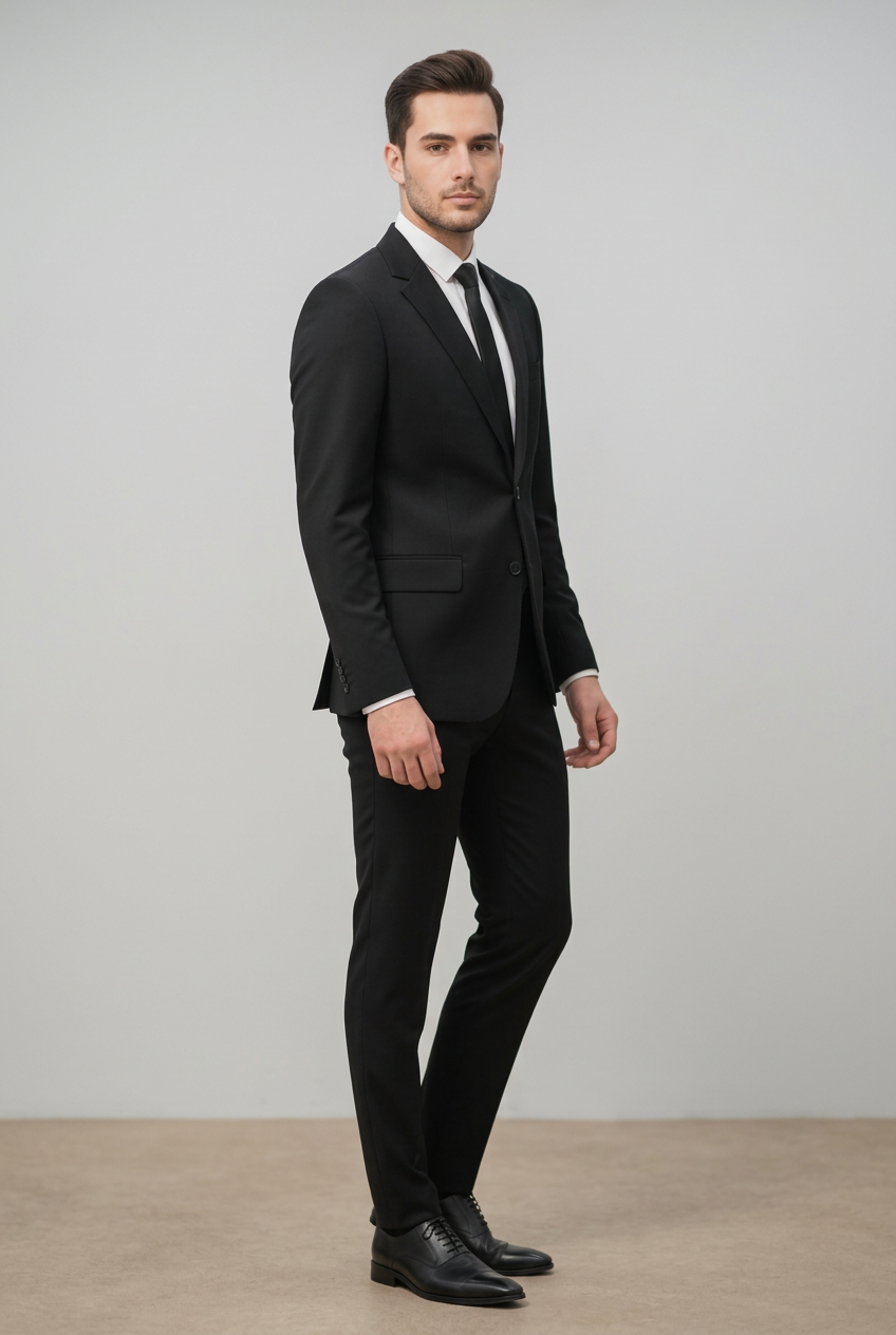 Abito completo giacca e pantalone nero regular