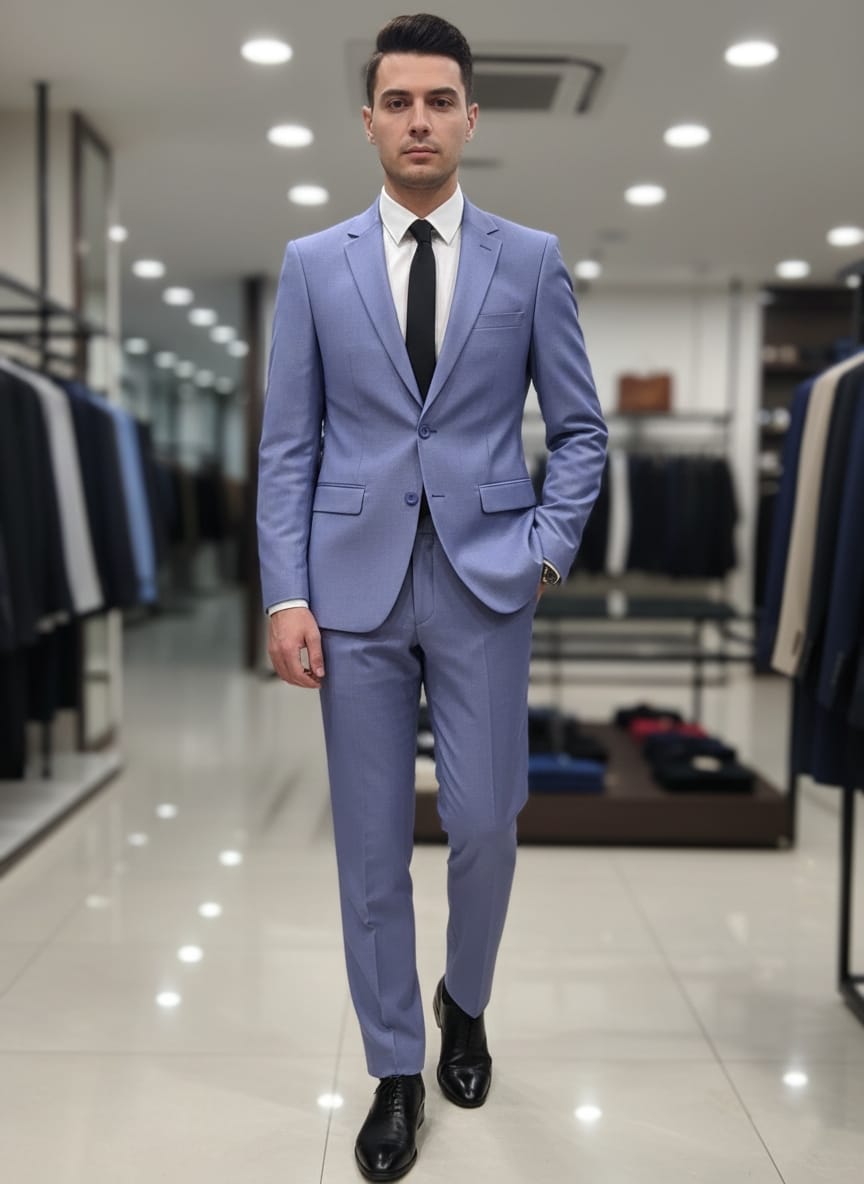 Abito completo art s9212-10 slim fit celeste