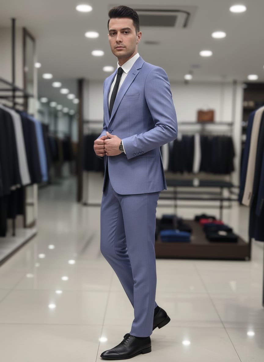 Abito completo art s9212-10 slim fit celeste