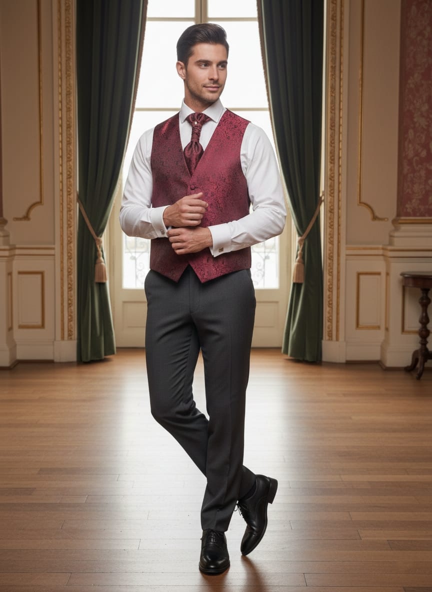 Abito completo elegante con gilet e cravattone art regular grigio scuro