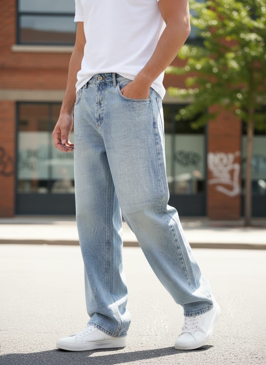 Jeans oversize baggy art 1009 denim chiaro