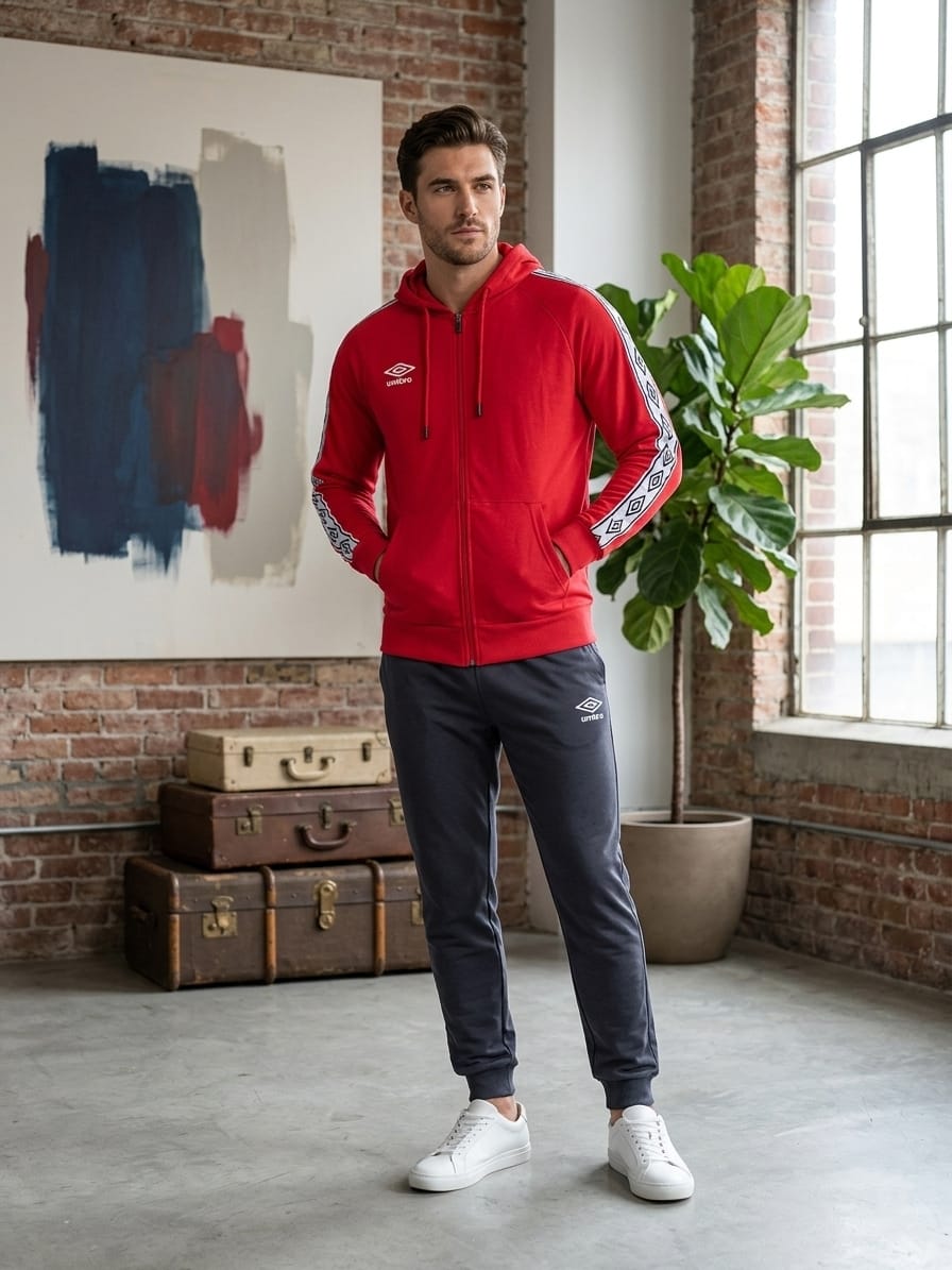 Tuta completa art Umbro rossa e blu scuro