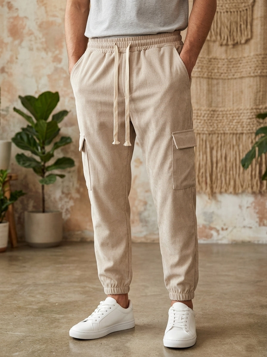 Pantalaccio cargo estivo a costine art. 211592 beige