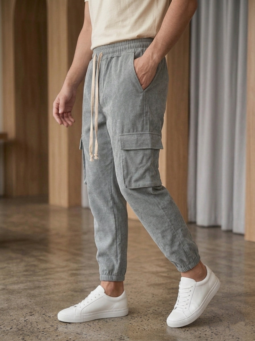 Pantalaccio cargo estivo a costine art. 211592 grigio ghiaccio