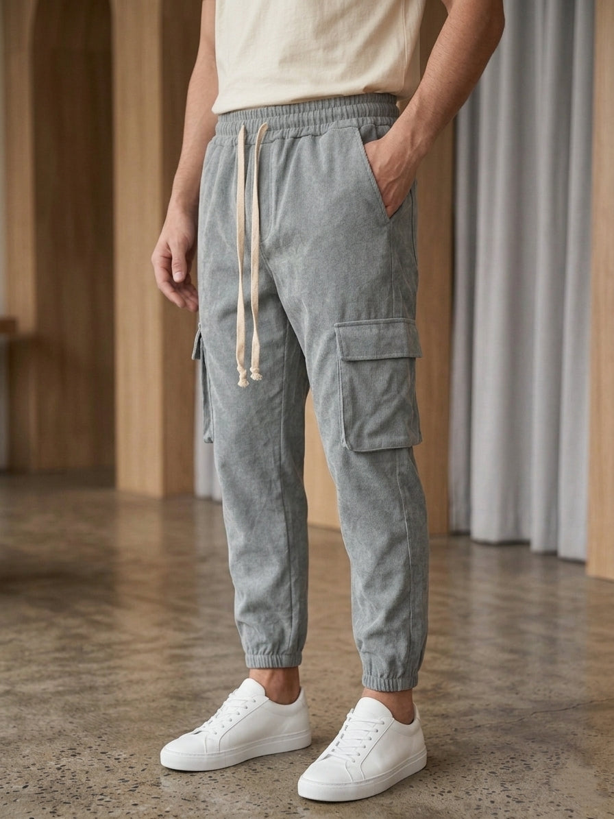 Pantalaccio cargo estivo a costine art. 211592 grigio ghiaccio
