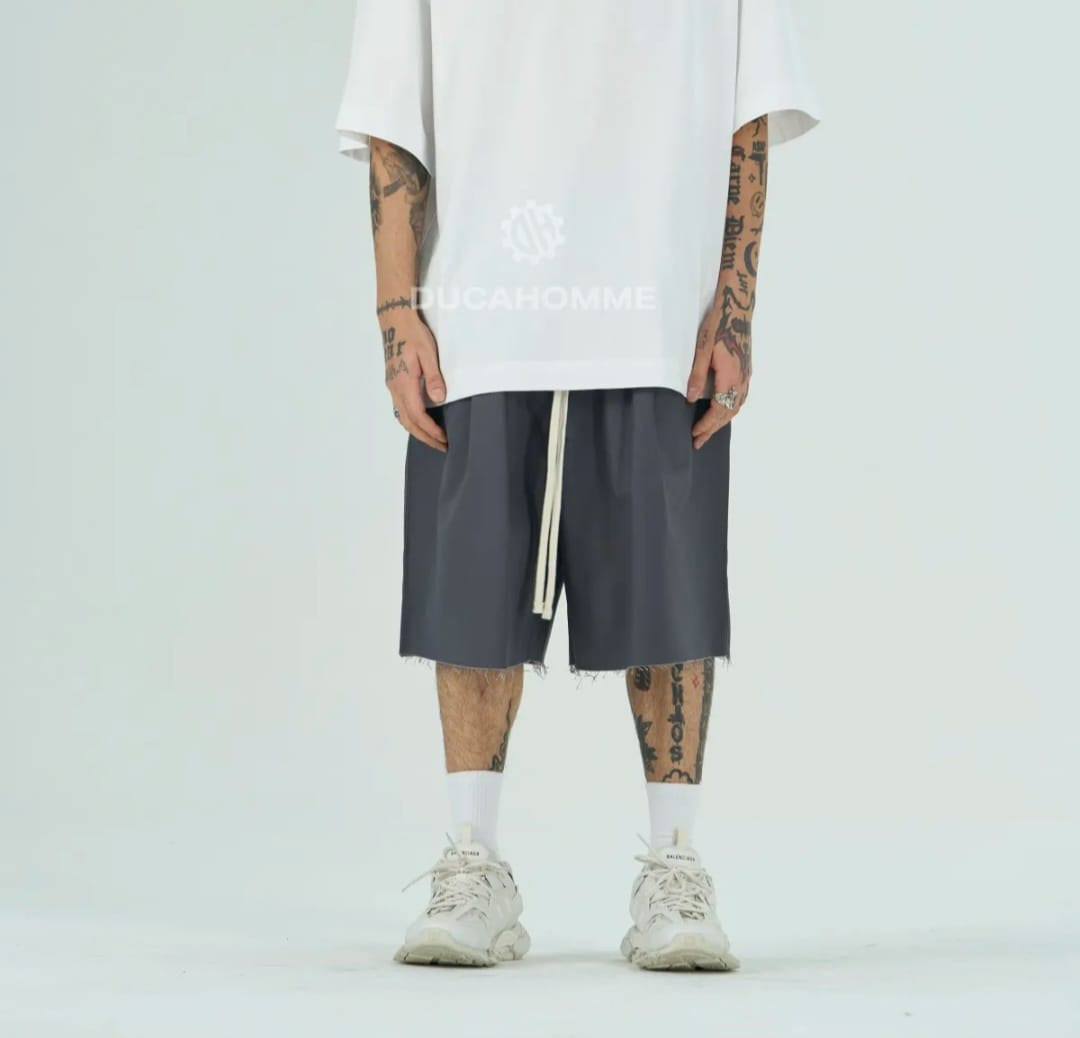 Pantaloncino taglio vivo art.82822p oversize grigio Duca Homme