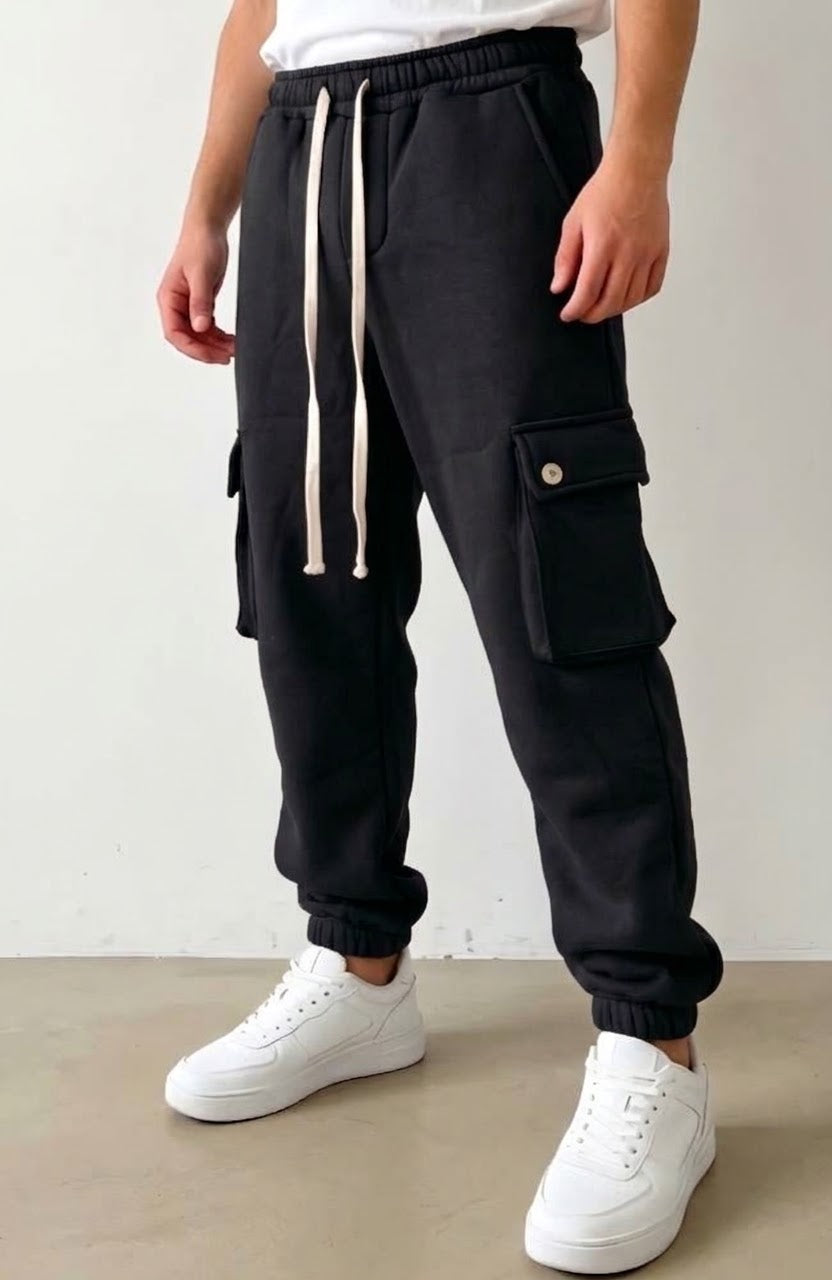 Pantalone tuta nero cargo