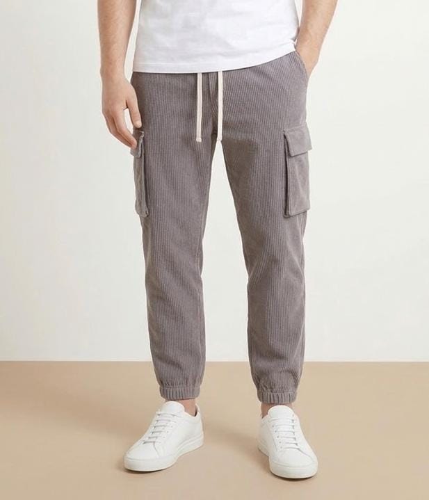 Pantalaccio cargo vellutato a costine grigio