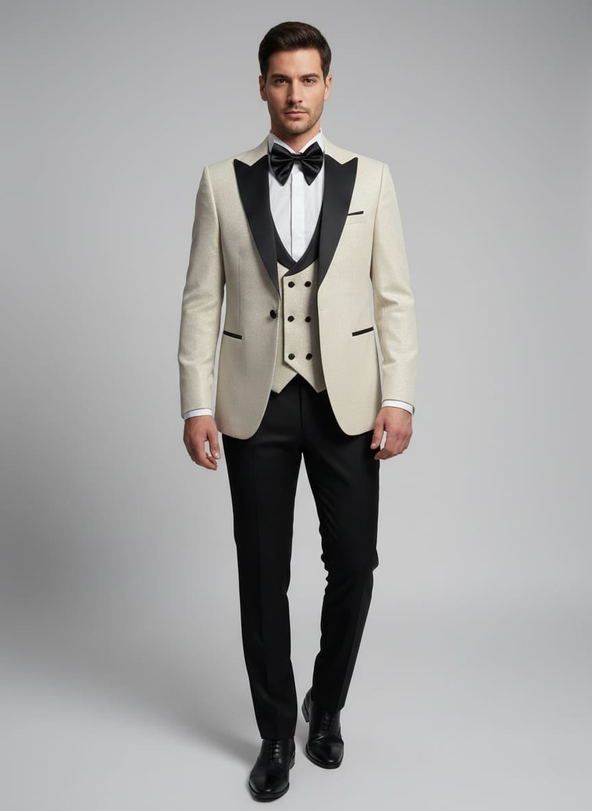 Abito completo elegante oro con brillantini