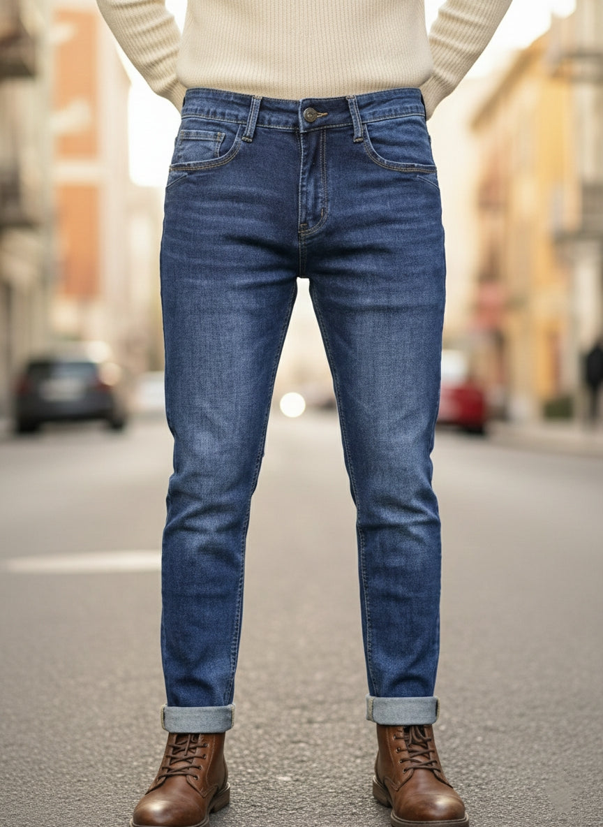 Jeans basic slim art m2688 blu scuro