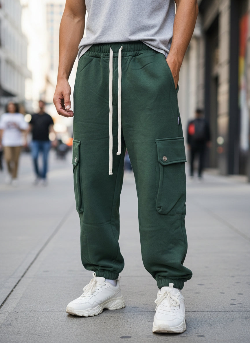 Pantalaccio tuta cargo oversize in cotone art 017301 verde