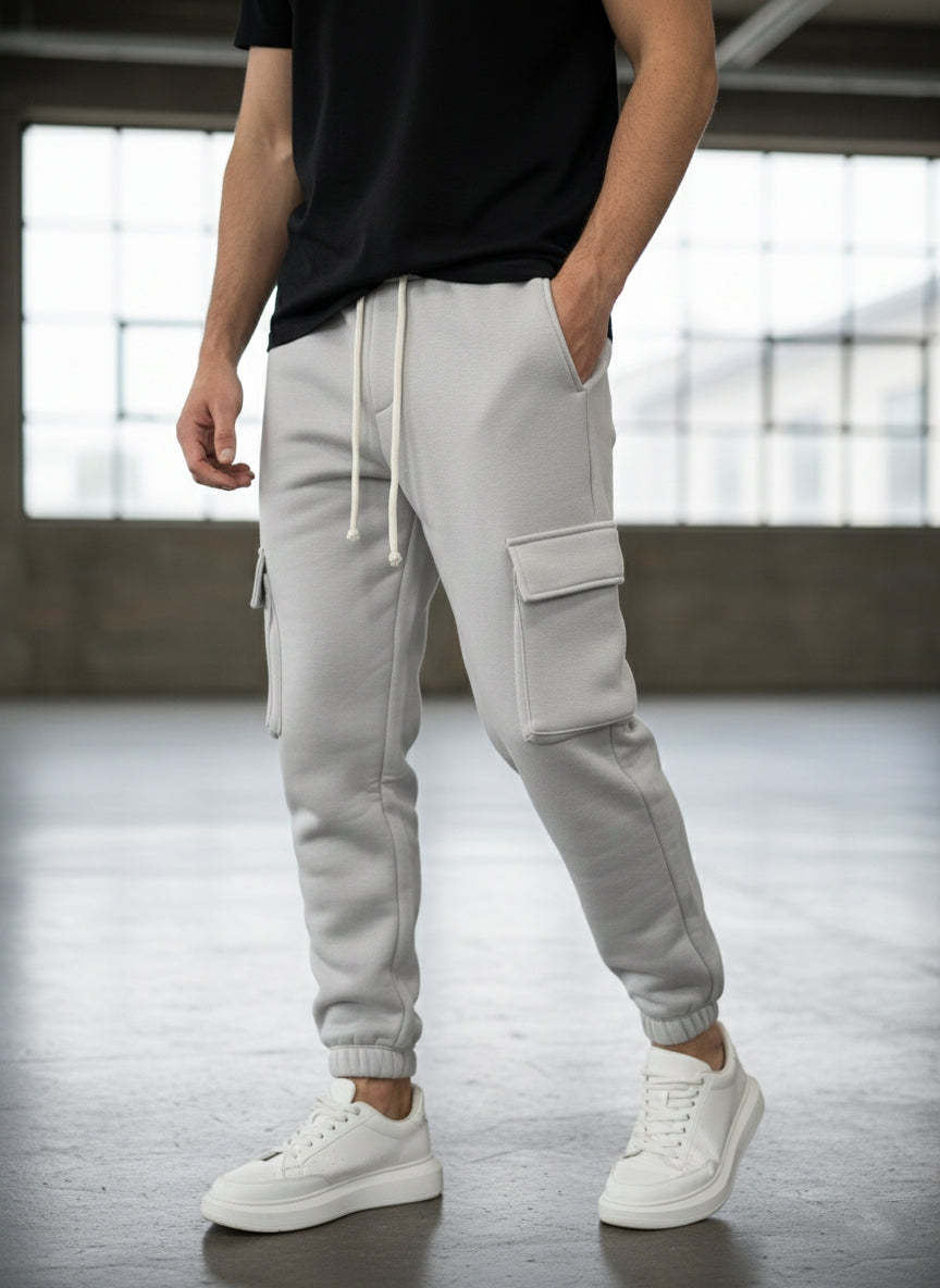 Pantalaccio cargo tinta unita duca homme grigio chiaro