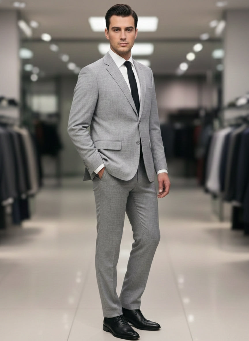 Abito completo giacca e pantalone regular grigio fiammato
