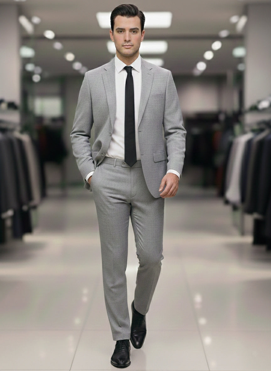 Abito completo giacca e pantalone regular grigio fiammato