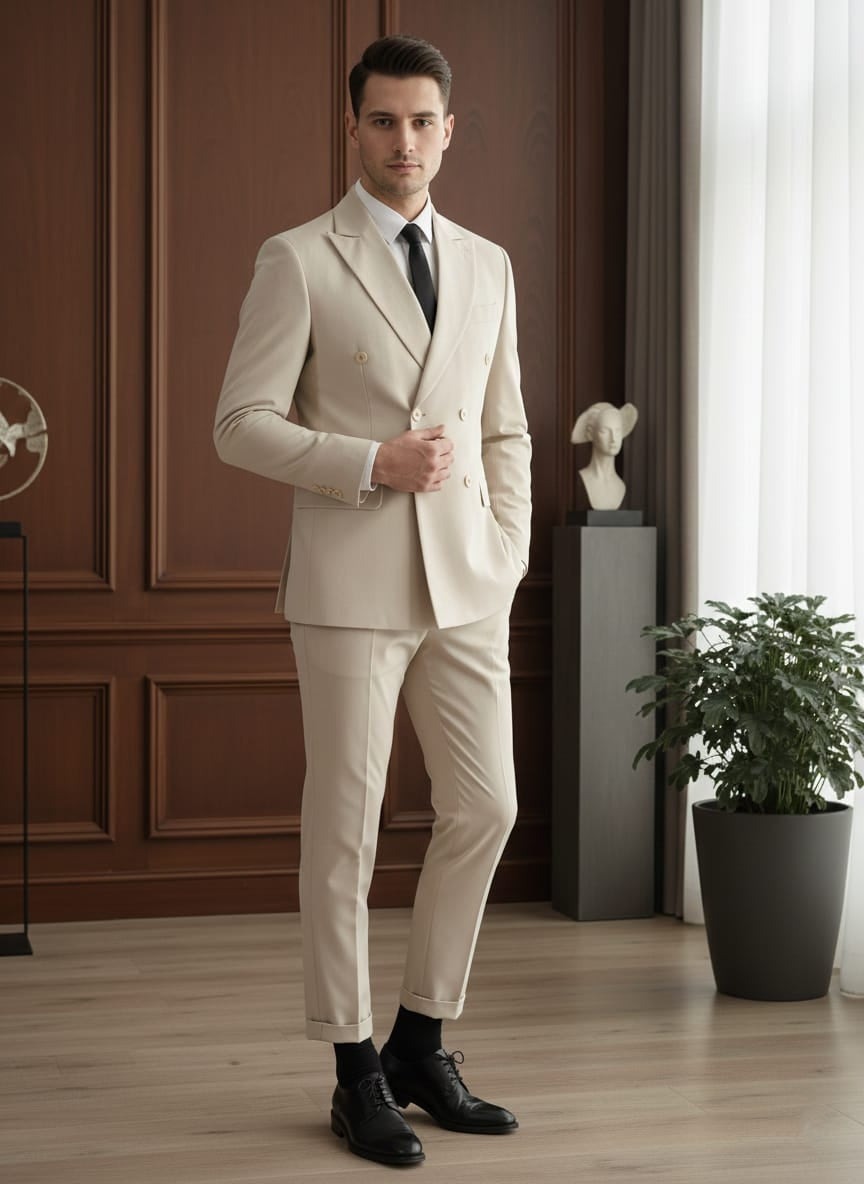 Abito doppio petto beige