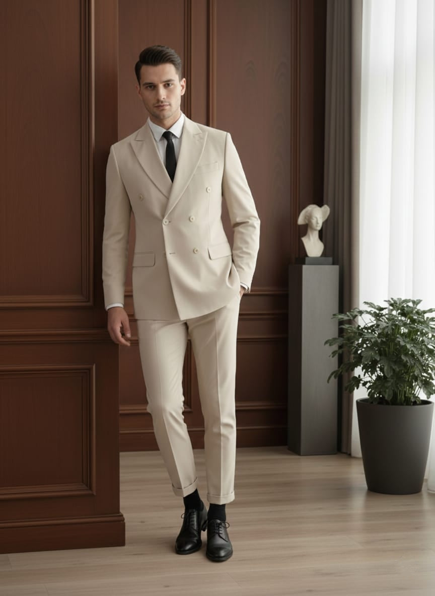 Abito doppio petto beige