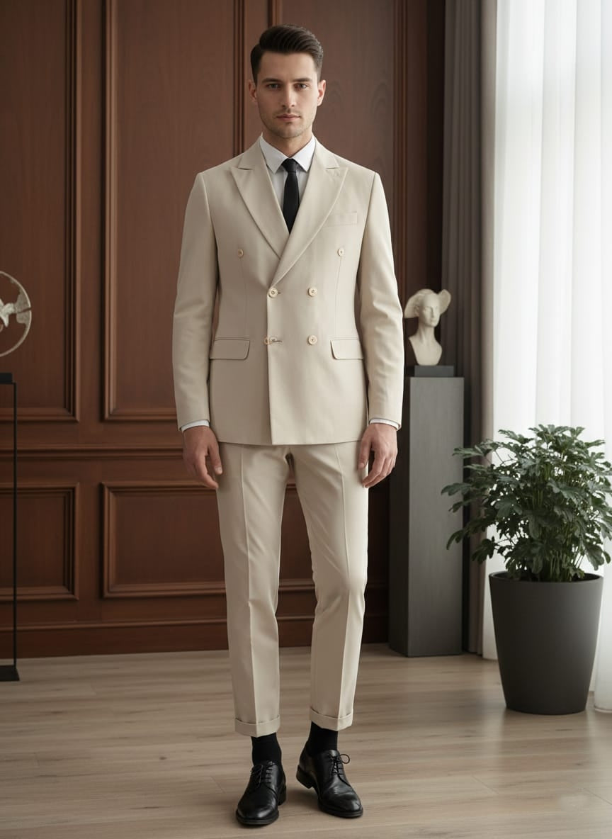 Abito doppio petto beige