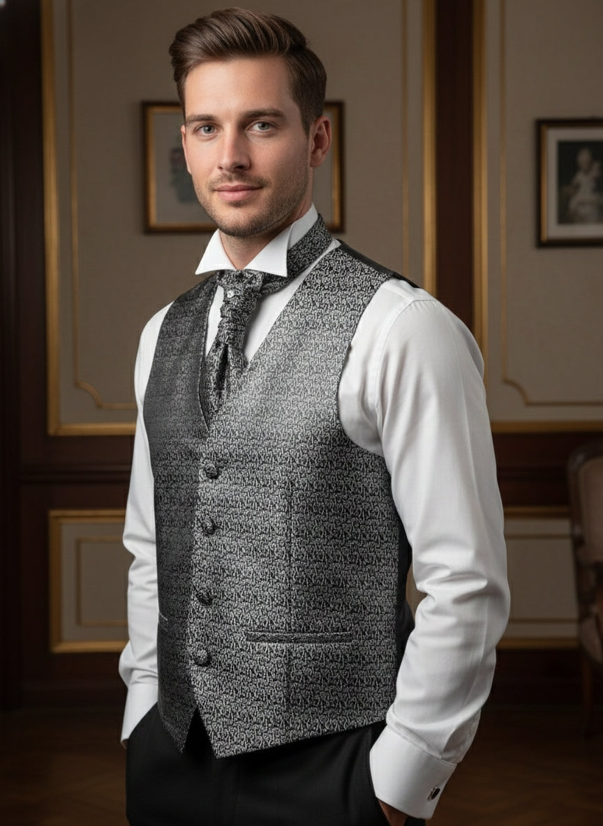 Pacchetto completo gilet damascato grigio