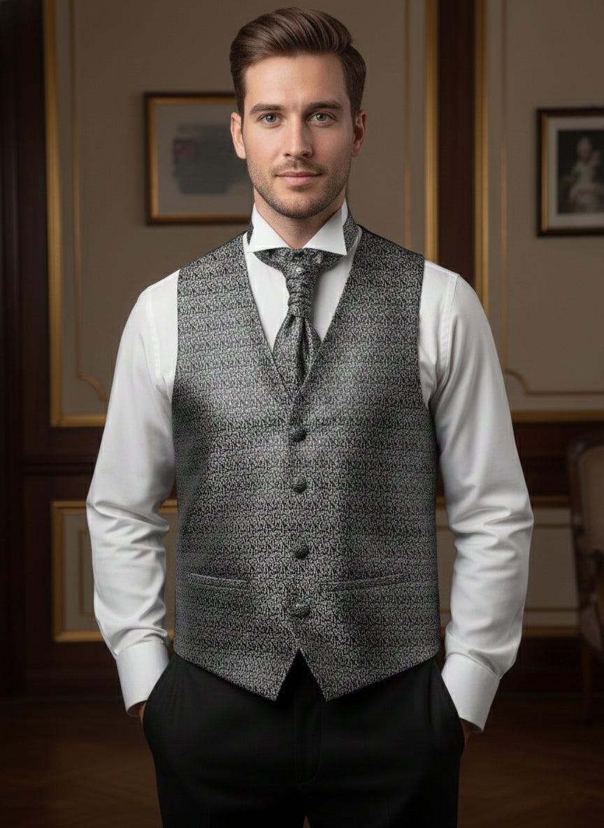 Pacchetto completo gilet damascato grigio