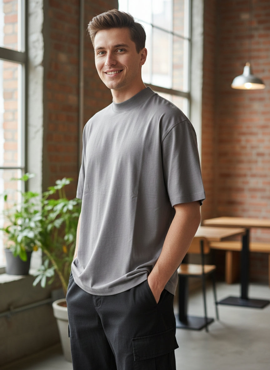 T-shirt oversize grigio scuro
