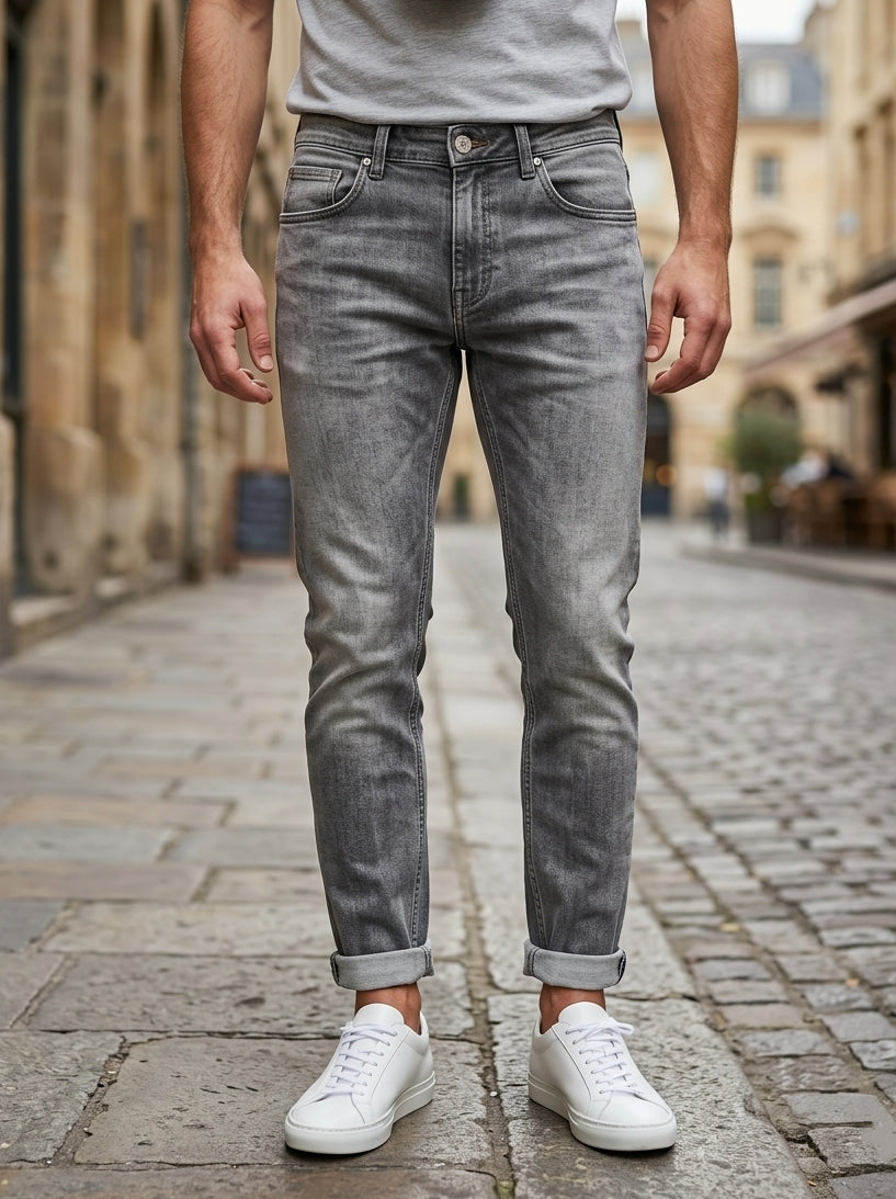 Jeans basic slim art ijk-m2691 grigio chiaro